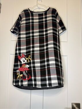 Disney Store Minnie Mouse Black White Gray Plaid Kids Dress